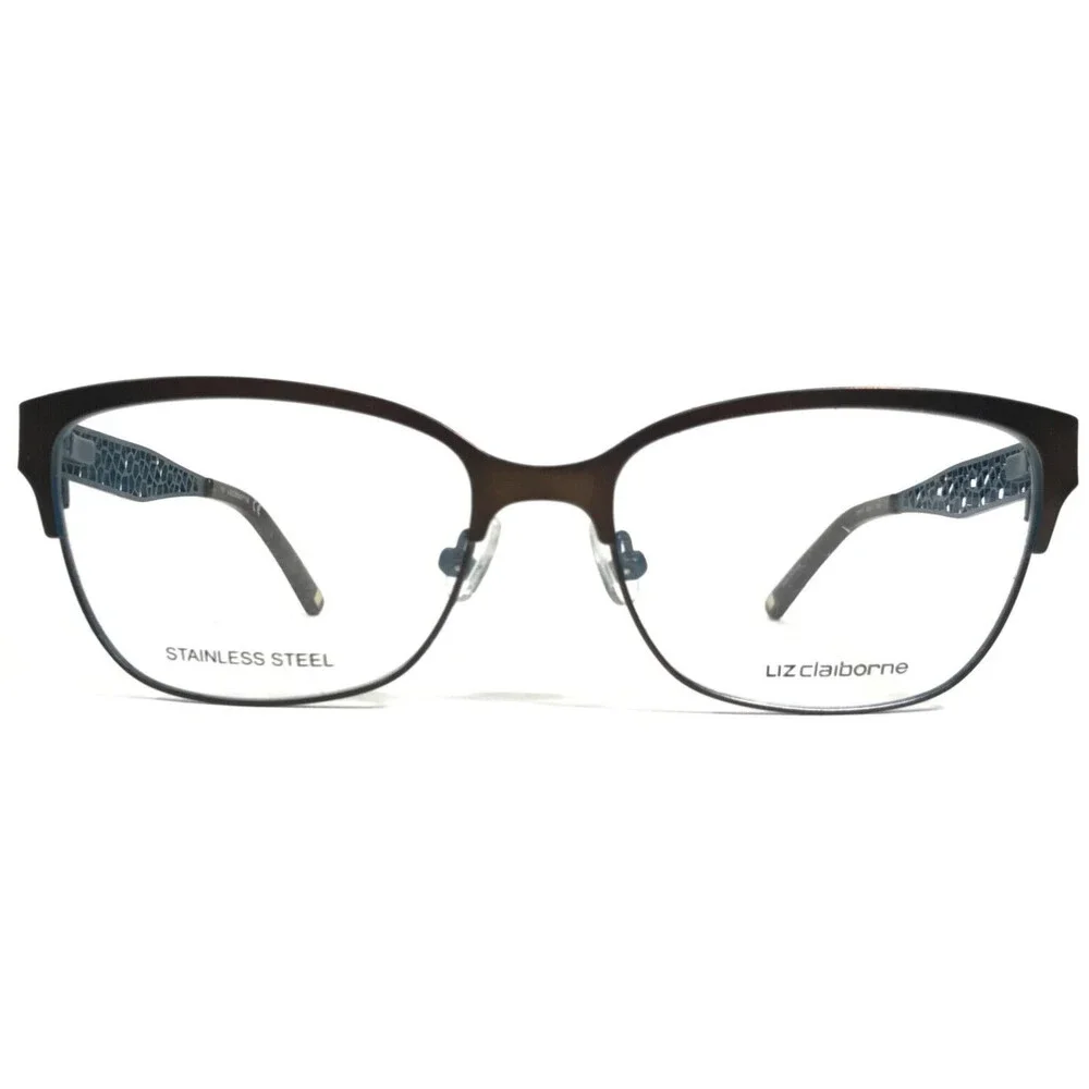 Liz Claiborne Eyeglasses Frames L643 0XL7 Brown Blue Square Cat Eye 54-16-135